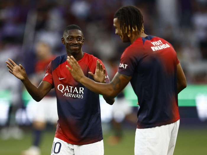 Soccer Football - France - Ligue 1 - Toulouse v Paris St Germain - Stadium Municipal de Toulouse, Toulouse, France - August 19, 2023 Paris St Germain's Ousmane Dembele during the warm up before the match REUTERS/Stephane Mahe
