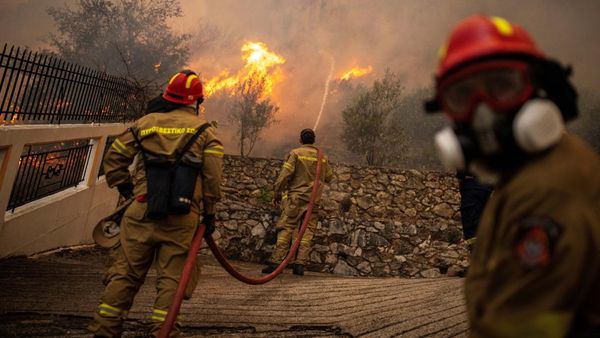 Potret Petugas Berjibaku Padamkan Kebakaran Hutan di Yunani