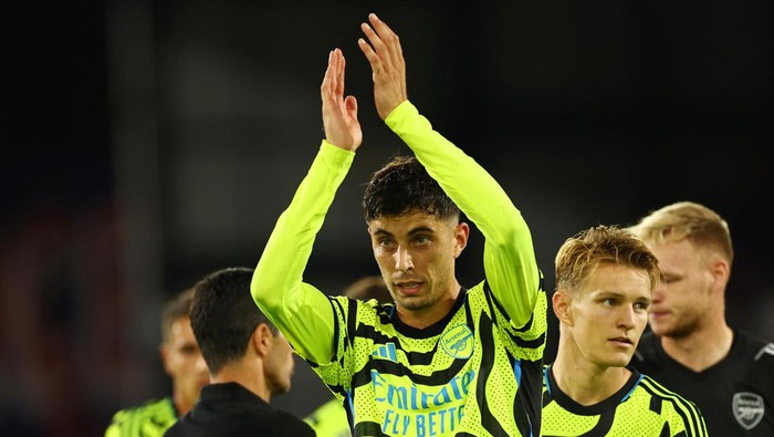 FILE PHOTO: Soccer Football - Friendly - Arsenal v AS Monaco - Emirates Stadium, London, Britain - August 2, 2023 Arsenals Kai Havertz during the match Action Images via Reuters/Peter Cziborra/File Photo