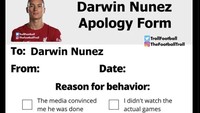 Sebelum ini Darwin Nunez banyak kena ledek. Tapi aksinya melawan Newcastle dianggap layak bikin Nunez dapat permohonan maaf. Foto: dok. Internet/Twitter