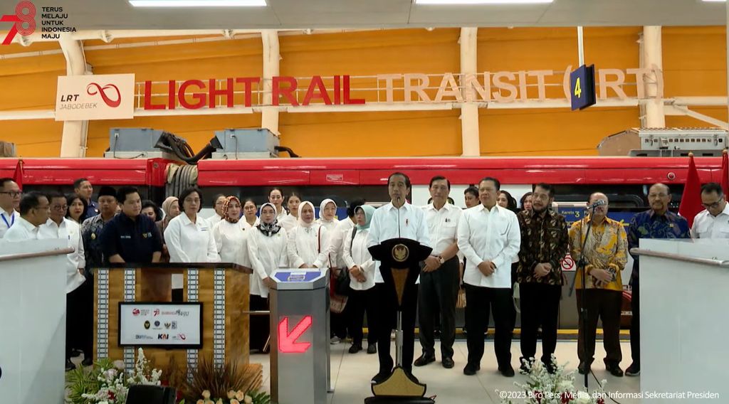 Presiden Jokowi Resmikan LRT Jabodebek (Foto: Tangkapan layar YouTube Setpres)