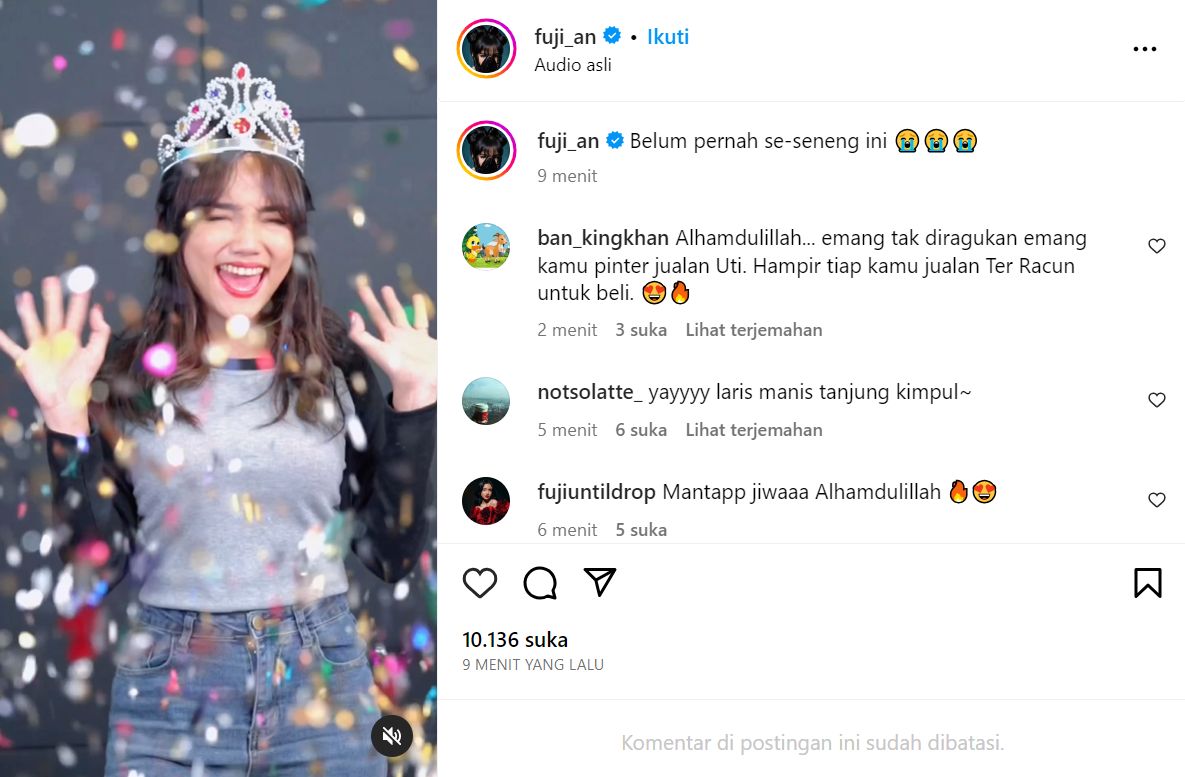 Capture unggahan Fuji di Instagram