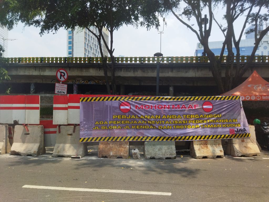 Penampakan proyek pedestrianisasi Jalan Blora dan Jalan Kendal (Kurniawan/detikcom)