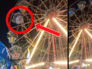 Histerisnya Pengunjung Saat Rantai Bianglala di Pasar Malam Putus