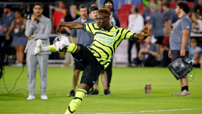 FILE PHOTO: Jul 18, 2023; Washington, DC, USA; Arsenal forward Folarin Balogun (26) competes during the 2023 MLS All Star Skills Challenge at Audi Field. Mandatory Credit: Amber Searls-USA TODAY Sports/File Photo
