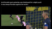 Messi juga dituding dapat tendangan bebas berkat diving. Padahal Ronaldo diklaim kena hukuman dianulir golnya cuma gara-gara dorongan kecil. Foto: dok. Internet/X (Twitter)