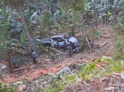 Sopir Diduga Mengantuk, Mobil Masuk Jurang di Pangandaran