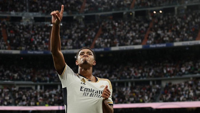 Soccer Football - LaLiga - Real Madrid v Getafe - Santiago Bernabeu, Madrid, Spain - September 2, 2023 Real Madrids Jude Bellingham celebrates scoring their second goal REUTERS/Violeta Santos Moura     TPX IMAGES OF THE DAY