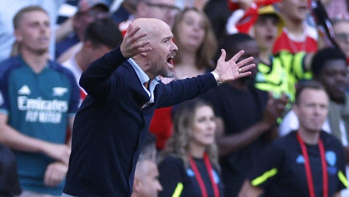 Soccer Football - Premier League - Arsenal v Manchester United - Emirates Stadium, London, Britain - September 3, 2023  Manchester United manager Erik ten Hag Action Images via Reuters/John Sibley EDITORIAL USE ONLY. No use with unauthorized audio, video, data, fixture lists, club/league logos or live services. Online in-match use limited to 75 images, no video emulation. No use in betting, games or single club /league/player publications.  Please contact your account representative for further details.