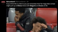Apa jadinya MU kalau Maguire kembali diduetkan dengan Evans di Liga Champions? Kalau kata meme ini Bayern Munich yang paling happy, nih! (Foto: Twitter)