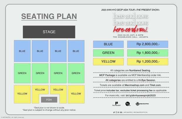 Poster price list and seat plan for Ahn Hyo Seop's fan meeting 'The Present Show' in Newsdelivers.com
