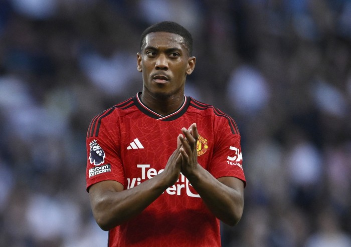 Soccer Football - Premier League - Tottenham Hotspur v Manchester United - Tottenham Hotspur Stadium, London, Britain - August 19, 2023 Manchester Uniteds Anthony Martial looks dejected after the match REUTERS/Tony Obrien EDITORIAL USE ONLY. No use with unauthorized audio, video, data, fixture lists, club/league logos or live services. Online in-match use limited to 75 images, no video emulation. No use in betting, games or single club /league/player publications.  Please contact your account representative for further details.