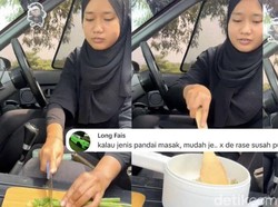 Bukan di Dapur, Wanita Ini Bikin Konten Masak di Dalam Mobil