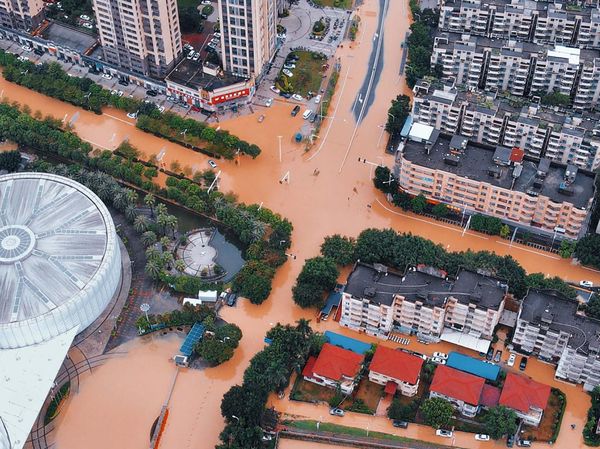 Foto Udara Banjir Rendam Fujian China