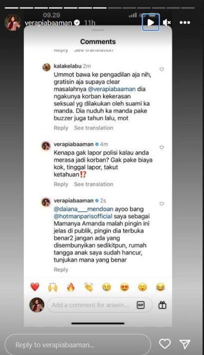 Komentara Ibunda Amanda Zahra di unggahan Arawinda Kirana