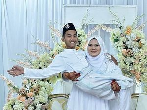 Pengantin Viral Beda Bentuk Tubuh, Istri Gendong Suami Setelah Akad