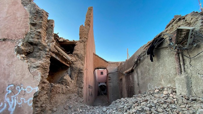 A general view of damage in the historic city of Marrakech, following a powerful earthquake in Morocco, September 9, 2023. REUTERS/Abdelhak Balhaki