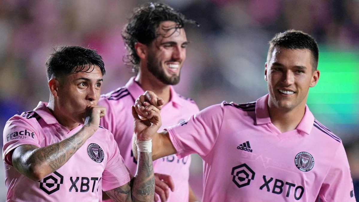 Facundo Farias (kiri) saat merayakan gol di Inter Miami. (Foto: USA TODAY Sports via Reuters Con/Rich Storry)