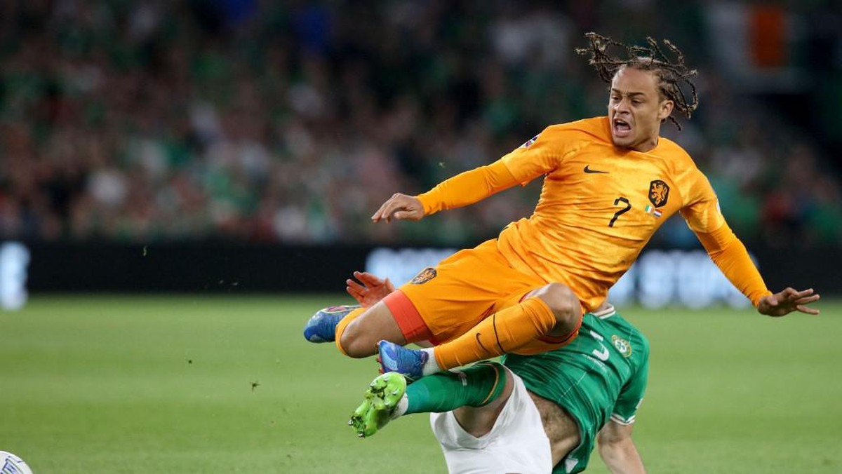Xavi Simons bersama Timnas Belanda. (Foto: AFP/PAUL FAITH)