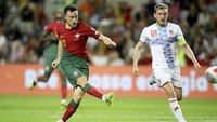 Portugal masih belum puas di babak kedua. Diego Jota membawa pasukan Roberto Martinez memimpin 5-0 lewat gol di menit ke-57. AP/Joao Matos  