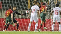 Luxembourg benar-benar tak berdaya di hadapan Portugal. Goncalo Ramos sampai bisa mencetak brace di menit ke-34, yang kemudian diikuti Inacio pada injury time untuk membuat skor berubah 4-0 sampai turun minum. AP/Joao Matos  