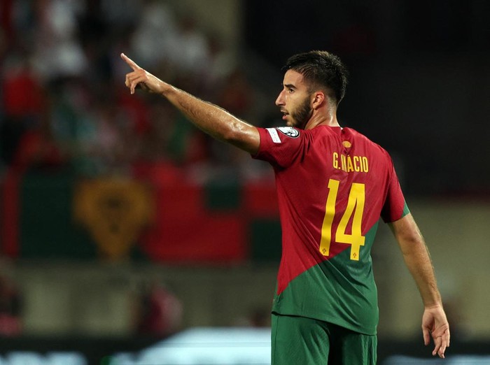 Soccer Football - Euro 2024 Qualifier - Group J - Portugal v Luxembourg - Estadio Algarve, Almancil, Portugal - September 11, 2023 Portugal's Goncalo Inacio celebrates scoring their first goal REUTERS/Pedro Nunes