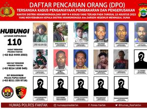 Polisi Rilis Daftar 17 DPO Pembakar Kantor-Pembunuh Kepala Distrik di Fakfak Polisi Rilis Daftar 17 DPO Pembakar Kantor-Pembunuh Kepala Distrik di Fakfak