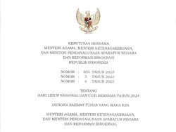 Link PDF SKB 3 Menteri Libur Nasional 2024, Cek di Sini