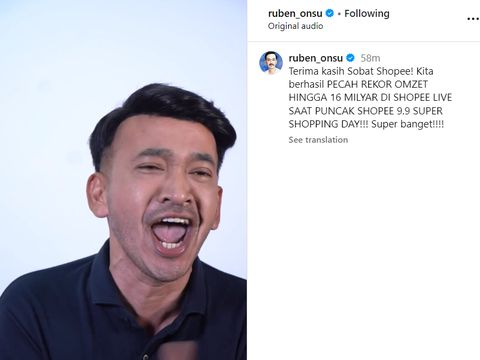 Pecah Rekor! Ruben Onsu Raup Omzet 16 Miliar Rupiah di Shopee Live 9.9