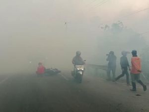 Terhalang Kabut Asap, Pemotor Terkapar Usai Tabrak Truk di Jalinsum OI Terhalang Kabut Asap, Pemotor Terkapar Usai Tabrak Truk di Jalinsum OI