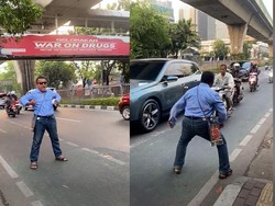 Penampakan Pria Diduga ODGJ Ganggu Pemotor di Kawasan Mampang