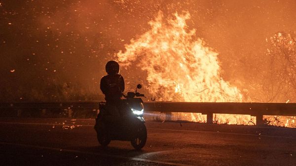 Penampakan Kebakaran Lahan Kepung Jalan Lintas Palembang-Indralaya