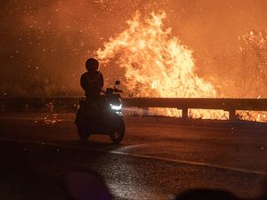 Penampakan Kebakaran Lahan Kepung Jalan Lintas Palembang-Indralaya