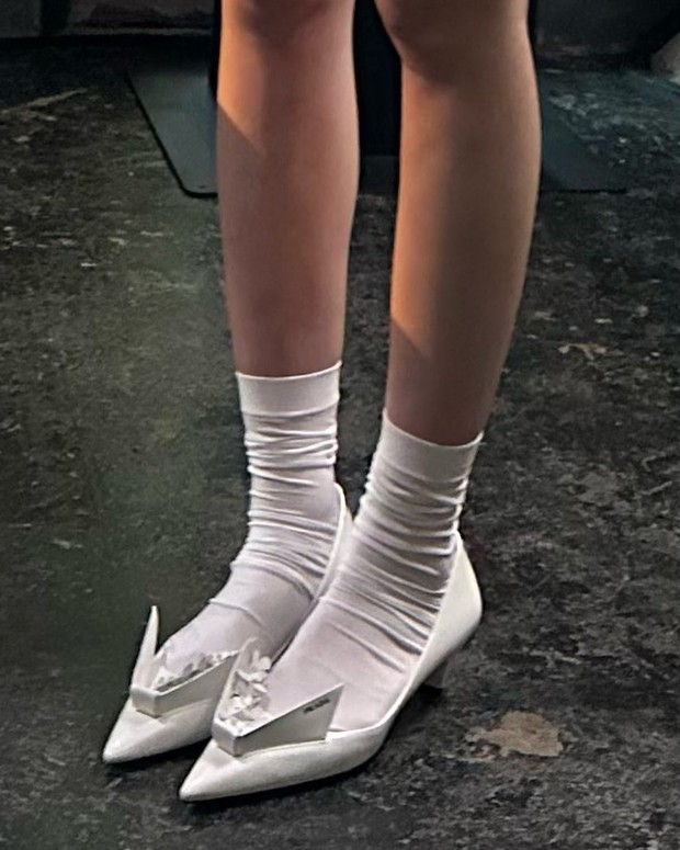 Prada brushed leather slingback pumps with floral appliques