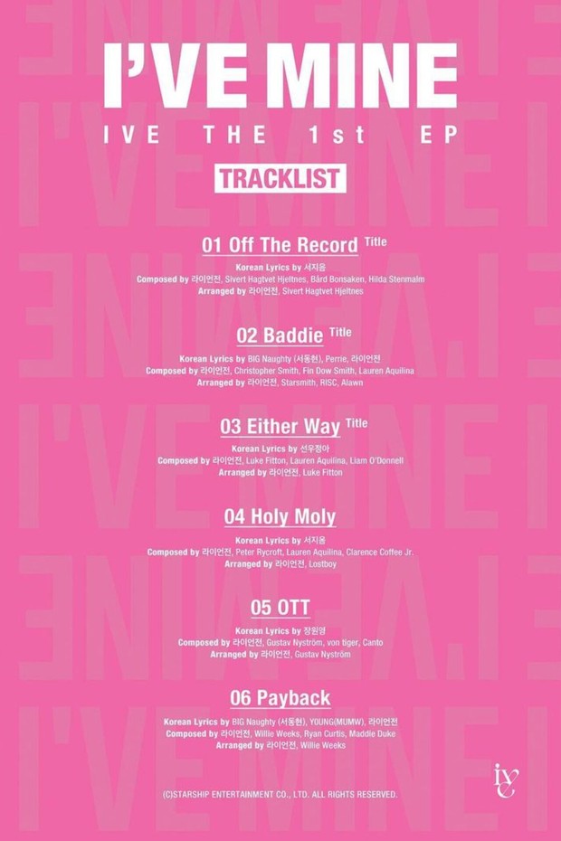 Potret tracklist album 'I'VE MINE' dari IVE