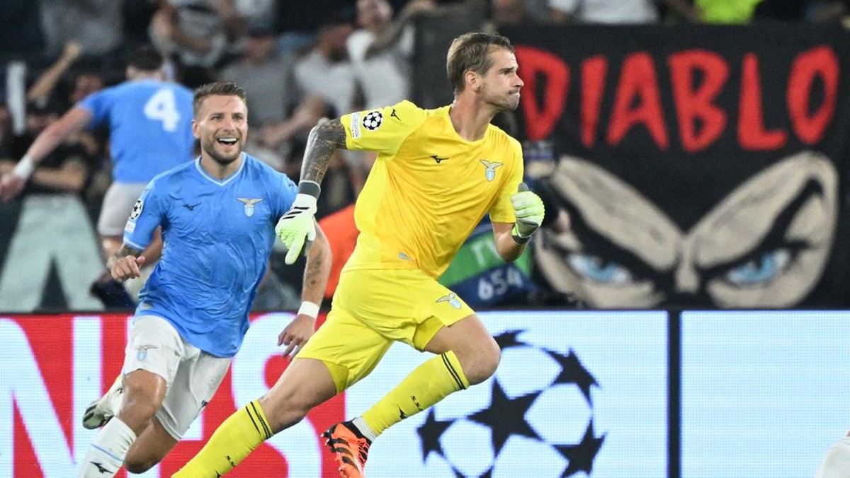 Selebrasi dingin Ivan Provedel usai membobol gawang Atletico Madrid. (REUTERS/ALBERTO LINGRIA)