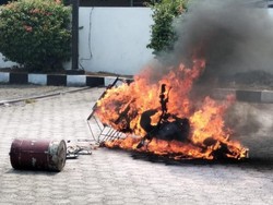 Motor Warga Sidoarjo Terbakar Saat Mau Beli Solar di SPBU Beji Pasuruan