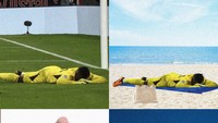 Onana katanya butuh relaksasi, rebahan di pantai, dipijat, atau sambil main paralayang. (Foto: Twitter @CBSSportsGolazo)