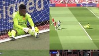 Ragam blunder Onana sejauh ini, dari kebobolan jarak jauh, melayang, dan terakhir rebahan. (Foto: Twitter @CFC_Janty)