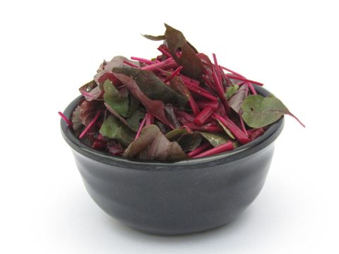 Sliced red spinach in a bowl
