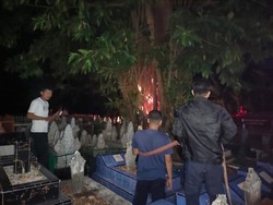 Heboh Pohon Besar di Pekuburan Macanang Bone Tiba-tiba Terbakar