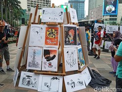 Pameran Seni Karikatur Sespimen Polri Ramaikan CFD Bundaran HI Pagi Ini