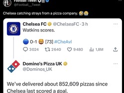 Chelsea kalah 0-1 saat menjamu Aston Villa. Hasil itu membuat Chelsea belum pernah bisa bikin gol sepanjang September. Akun Dominos Pizza Britania pun meledek si Biru, yang sebelum ini juga sudah kena bully bertubi-tubi. Foto: Dok. X/Twitter