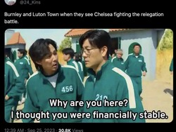 Chelsea kini menempati posisi ke-14. Meme ini meledek the Blues yang terpuruk walaupun banyak duitnya -- dan banyak belanja. Foto: Dok. X/Twitter
