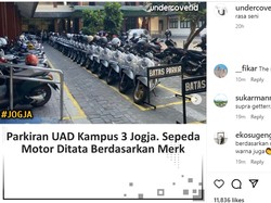 Rapi Banget! Viral Parkir Motor di Kampus 3 UAD Urut Merek dan Warna