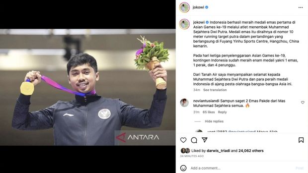 Jokowi Ucapkan Selamat Kepada Muhammad Sejahtera Dwi Putra