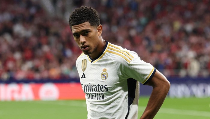 Soccer Football - LaLiga - Atletico Madrid v Real Madrid - Metropolitano, Madrid, Spain - September 24, 2023 Real Madrids Jude Bellingham reacts REUTERS/Isabel Infantes