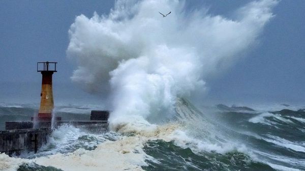 Penampakan Gelombang Besar Hantam Pelabuhan di Cape Town