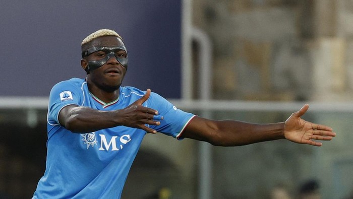 Soccer Football - Serie A - Bologna v Napoli - Stadio Renato DallAra, Bologna, Italy - September 24, 2023 Napolis Victor Osimhen reacts REUTERS/Ciro De Luca
