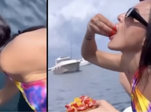 Aneh! Wanita Ini Celupkan Makanannya ke Laut Demi Tambah Rasa